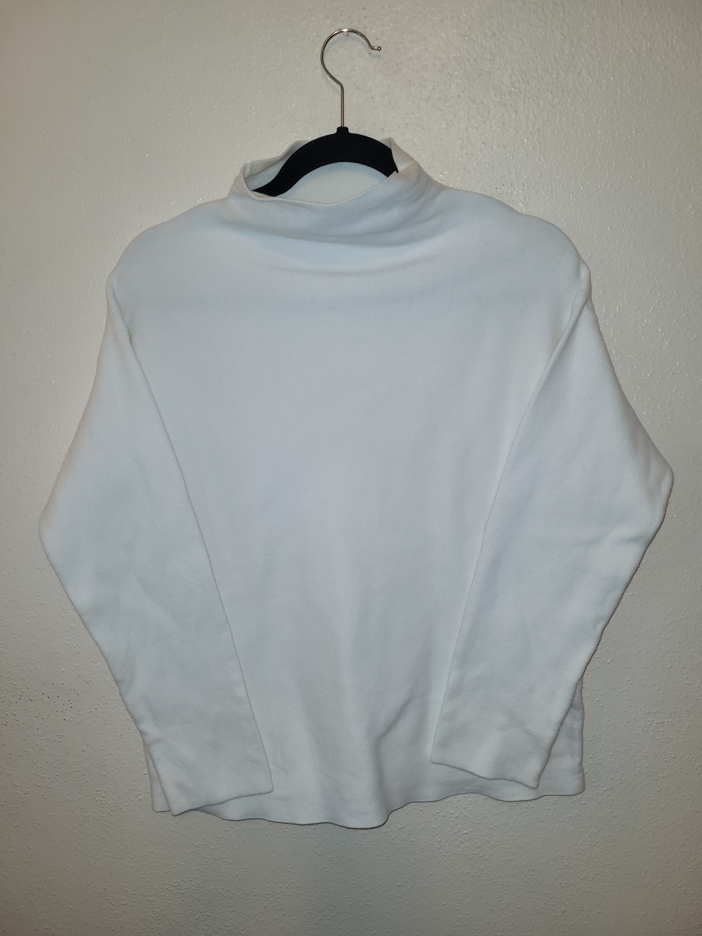 Eileen Fisher Petites Organic Cotton Mock Neck Sweater Ivory White Medium